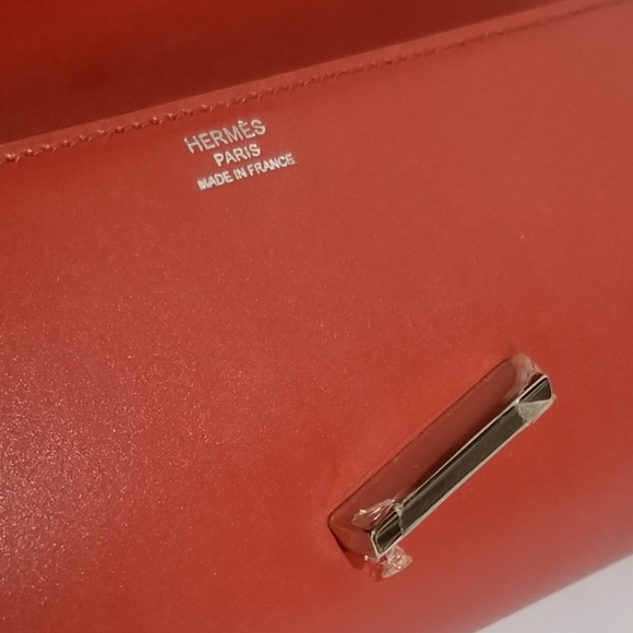 Hermes Egee Pouchette Clutch Bag Red 100% AUTH - Picture 6 of 8